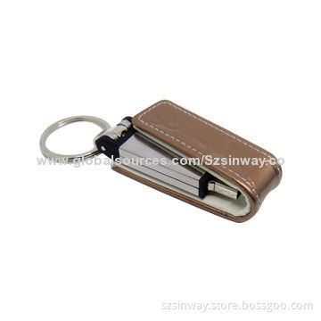 Colorful Genuine Leather Key USB Flash Drive with Embossed Logo and 2-64GB Capacity